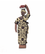 Vintage Jamaica Africa Woman Cloth Doll Fruit Basket On Head Handmade 10&quot; - £9.07 GBP