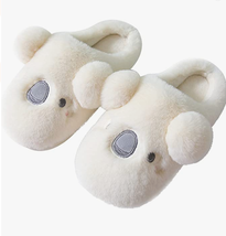 NEW Unisex Koala Slippers hard sole plush faux fur beige scuffs sz S lad... - £9.96 GBP