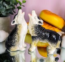 Woodlands Spirit Gray Wolf Pups Moon Howling Ceramic Salt And Pepper Sha... - $16.99