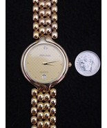 Wristwatch, Lady&#39;s, Simon Chang, Faux Diamond Real Gold Plate Swiss 7 Jewel - $142.32 CAD
