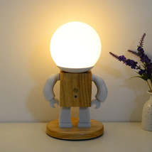 Wooden Robot Children&#39;s Bedroom Bedside Simple Study Lamp - £56.53 GBP+