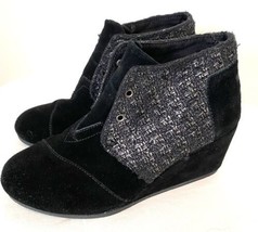 Toms Black Suede Wedge Booties Size 7  Never Worn! - £18.97 GBP