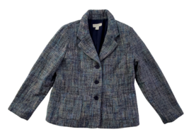 Vintage Appleseed&#39;s Petites Tweed Blazer Jacket Women&#39;s Size 12P Blue Pu... - £19.14 GBP