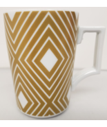 Starbucks Rosanna Coffee Mug Gold White Diamond Argyle Square Handle 12 ... - £14.67 GBP