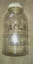 Vintage Atlas Strong Shoulder Mason Half Gallon Zinc Lid Canning Jar Clear - £19.65 GBP