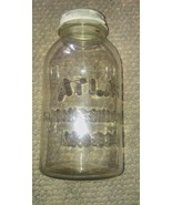 Vintage Atlas Strong Shoulder Mason Half Gallon Zinc Lid Canning Jar Clear - £19.80 GBP
