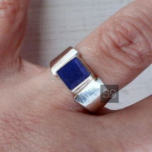 Natural Afghani Lapis lazuli Ring Handmade 925 Silver Christmas Gift Idea - £67.93 GBP