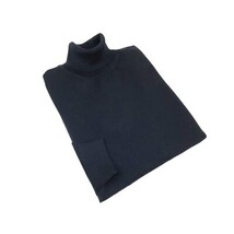 Men PRINCELY Italian Wool Blend Turtle Neck Pullover Slim 84001-80 Dark Navy 161 image 5