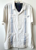 William Murray Shirt Mens XL White Linen Blend Embroidered Cuban Guayabe... - $32.28 CAD
