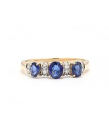 Natural Blue Sapphire Vintage Ring, 5x4 Natural Oval Sapphire Ring, Vint... - $714.15