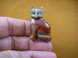 (Y-CAT-33) red gray KITTY CAT gemstone carving love cats SOAPSTONE figur... - £6.70 GBP