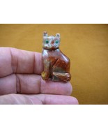 (Y-CAT-33) red gray KITTY CAT gemstone carving love cats SOAPSTONE figur... - $157.00 MXN