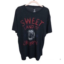 Sweet Land of Liberty Mens Black T-Shirt XL Beer Mug Graphic - $11.65