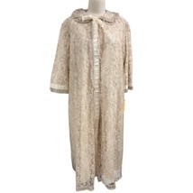 VTG 1960s Odette Barsa NOS Nylon Lace Robe Cream Chantilly Ribbon L - $158.35