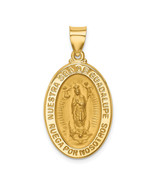 14K Polish/Satin Hollow Spanish Lady Of Guadalupe Medal Pendant XR1674 - $533.59 CAD