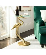 ANTHROPOLOGIE STYLE PAVO Gold Bird Ibis Crane  Accent Side Table NEW - £195.00 GBP
