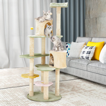 Flower Cat Tree Tower Heavy Duty Anti-Scratch Cats Furniture Multi-Level Condo - £76.08 GBP
