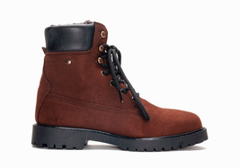 Bota vegana de montaña con cuello acolchado y forro cálido de algodón or... - $2,864.37 MXN