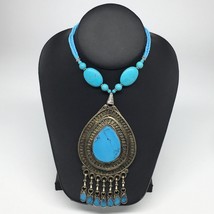 Turkmen Necklace Antique Afghan Tribal Turquoise Inlay Beaded ATS Necklace VS96 - £17.20 GBP
