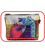 Laurel Burch Rainbow Mares ~ #8072 Foiled Canvas 10&quot;x2&quot;x7&quot; Cosmetic Bag ~ - £7.98 GBP