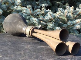 Antique Automobile Squeeze Bulb Triple Car Horn Brass #14 Large 14”Repairs - £155.89 GBP