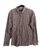 JARED LANG Men&#39;s Shirt Long Sleeve Button Down Plaid Red White Blue Patr... - $18.23