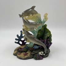 Unbranded Three Dolphins Swimming in Colorful Ocean Floor Figurine 7.5&quot; x 6&quot; - £11.19 GBP