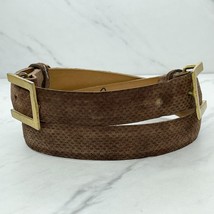 Elaine Coyne Vintage Brown Suede Fine Leather Double Buckle Belt Size Me... - $29.69