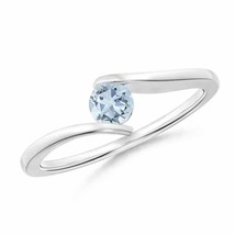 Angara Natural 4mm Aquamarine Ring in 14K White Gold (Ring Size: 7.5) - £294.37 GBP