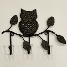 Cast Iron Owl Multi Hook Wall Hanger for Keys Coats Hats Decorative 3-Hook - £11.60 GBP