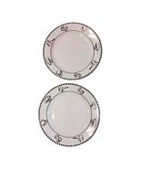 Crown Rego by Oneida 8 1/4&quot; Salad Plates White Black Appliance Design Pa... - $12.15 CAD