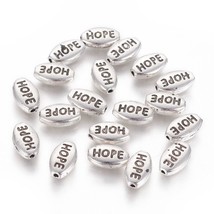 10 Hope Word Beads Antiqued Silver Inspirational Jewelry Supplies Oval 10mm - $3.12