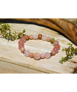 Rose Quartz Sunstone Jasper Gemstone Bracelet Size 7 Inch Heart Chakra E... - $41.16 CAD