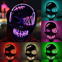 Halloween Scary One-Eyed Pirate Mask Cosplay Led Mask Adult Glowing Mask EL Wire - £11.49 GBP