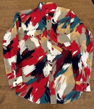 Roper Mens Shirt L 16.5 Abstract Brush Popper Western 90s Southwest Made... - $33.66
