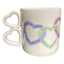 AVON Ceramic Coffee Mug Linked Hearts Sweet Sentiments Love Is Rainbows-... - £10.27 GBP