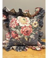 Ralph Lauren KIMBERLY Throw Pillow Ruffled 22x22” Vintage BLUE FLORAL Fl... - $81.45 CAD