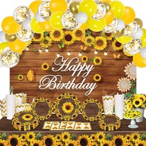 Gogogparty Sunflower Birthday Party Supplies Decorations Serve 16 Guests Include - £35.17 GBP
