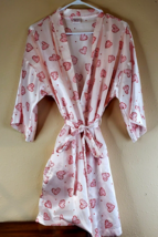 Vintage Lingerie Romantic Moods Womens Size Large Hearts Valentine Love Tie Robe - £8.10 GBP