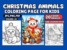 Christmas Coloring Pages for Kids, Toddlers, Preschool Printables, PDF - £3.86 GBP