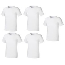 Men&#39;s Plain T-shirt Short Sleeve 100% Cotton 5 Pack Crew Neck White  LT-2XT - £24.70 GBP+