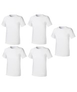Men&#39;s Plain T-shirt Short Sleeve 100% Cotton 5 Pack Crew Neck White  LT-2XT - £24.92 GBP+