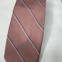 Yves Saint Laurent Vintage Pink Brown Patterned Jacquard Silk Tie - £27.01 GBP