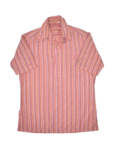Vintage 80s Shirt Mens M 15 Red Striped Short Sleeve 1/2 Button Status Quo - £14.39 GBP