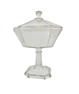 Vintage Art Deco Covered Pedestal Dish 12 x 8 Clear Glass Faceted Multi-... - £53.82 GBP