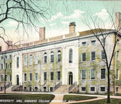 Harvard College University Hall Cambridge Massachusetts Postcard Vintage - £9.73 GBP