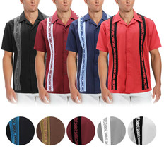 Men&#39;s Cuban Guayabera Beach Wedding Short Sleeve Button-Up Casual Dress ... - £24.20 GBP+