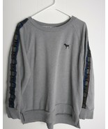 VICTORIA SECRET PINK GRAY SWEATSHIRT CREW NECK RAINBOW LONG SLEEVES DOG ... - $493.00 MXN