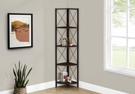 Modern 4-Tier Corner Bookshelf - Brown &amp; Black Etagere for Office/Bedroom - $2,664.57 MXN