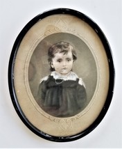 antique color enhanced PHOTOGRAPH of a young GIRL wilmington de FRAME vi... - £53.36 GBP